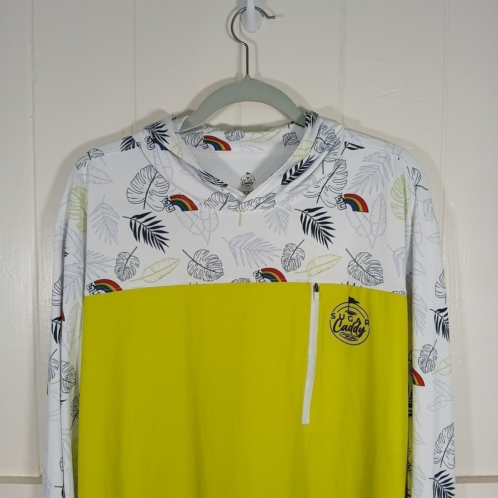 Sugar Caddy Hawaii Rainbow Pullover Golf Hoodie Men's XXL Stretch Floral LS - Picture 3 of 11